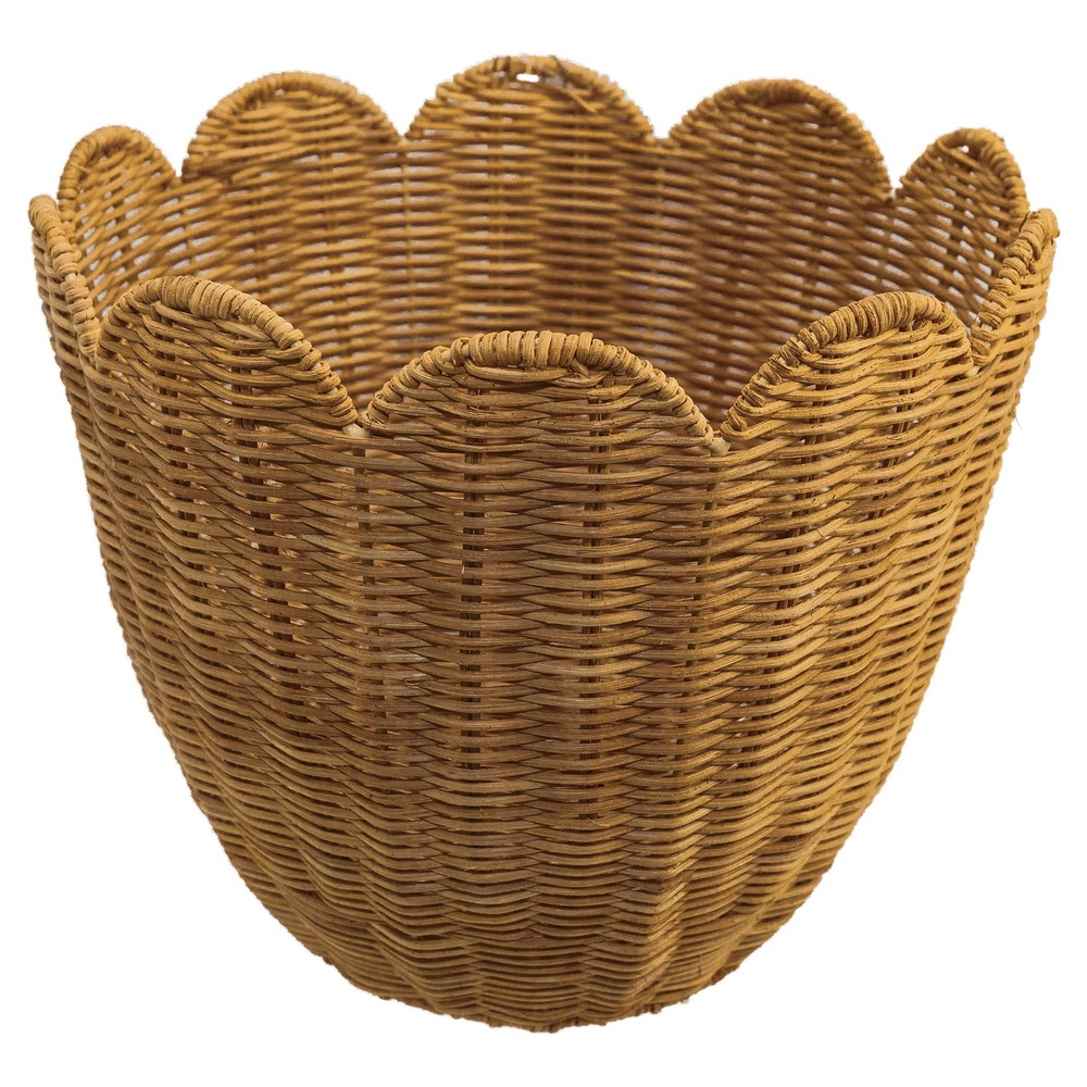 My Texas House Scalloped Decorative Basket - Tan Woven Storage 12x10